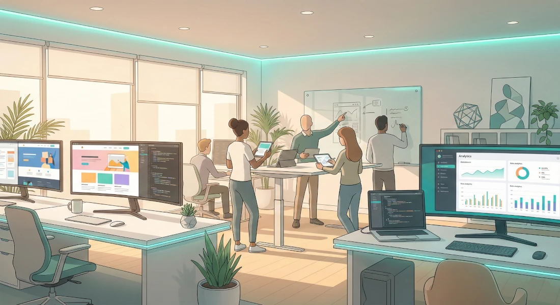 Zespół creationX pracujący nad projektami webowymi